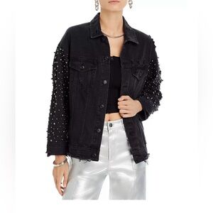 Sunset & Spring Embellished Distressed Denim Jacket - Black  Small
